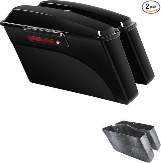 XFMT Motorcycle Saddlebags Vivid Black Hard Saddle Bags Trunk W/Black Latches by XFMT