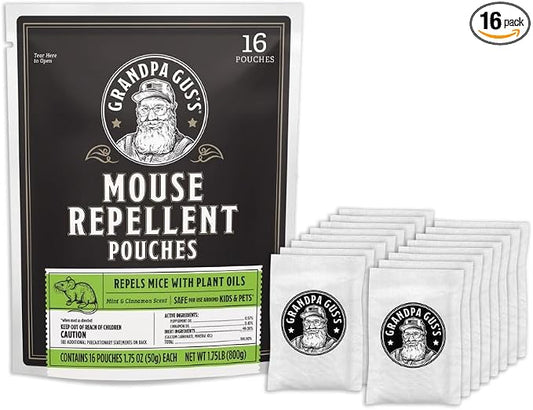 Grandpa Gus's Natural Mouse Repellent Pouches, Cinnamon/Peppermint Oils Repel by GrandpaGussPestControlProducts