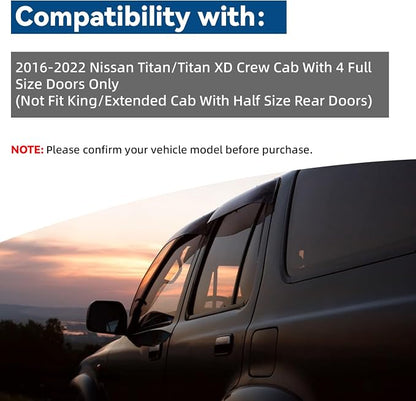 4pcs Front+Rear Smoke Tint Sun/Rain Guard Outside Mount Tape-On Vent Window - Image 4