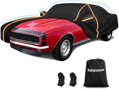 Car Cover for Chevy Camaro 1967-1981, Waterproof 210D Oxford Cloth and Cotton by BIGACOVER