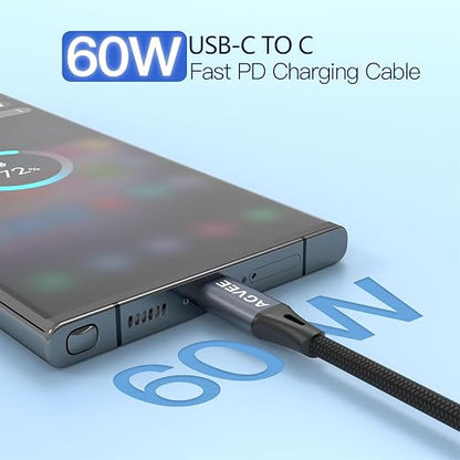 AGVEE 2 Pack 3ft Coiled Short USB-C to USB-C Charging Cable 60W PD Fast Charger - Image 2