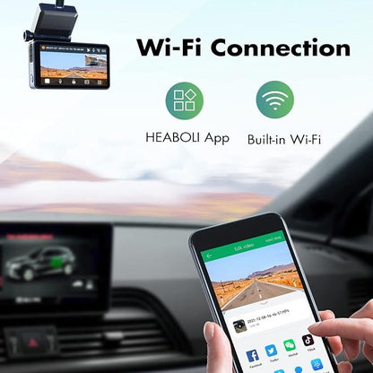 4K Dual Dash Cam Front and Rear, Wi-Fi GPS, 3 Inches IPS Touch Screen, Car - Image 3