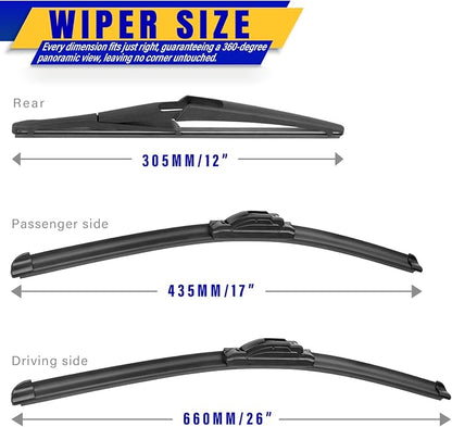 3 wipers Replacement for 2014-2021 2022 2023 Nissan Rogue, Windshield Wiper - Image 2