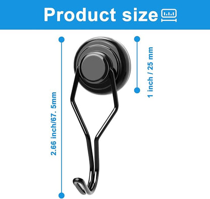 MIKEDE Black Magnetic Hooks Heavy Duty, 60 lb+ Strong Swivel Swing Neodymium - Image 4