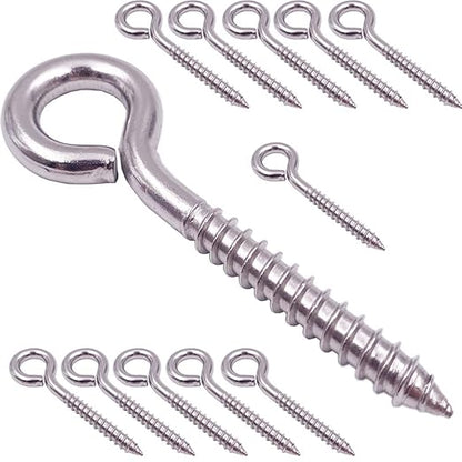 24 Pack, 3-1/5 Inch 304 Stainless Steel Eye Shape Screws Metal Hook, Heavy Duty - Image 9