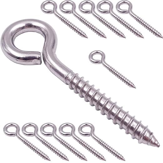 24 Pack, 3-1/5 Inch 304 Stainless Steel Eye Shape Screws Metal Hook, Heavy Duty by ZUSFUL