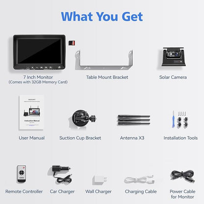 7" Magnetic Solar Wireless Backup Camera, HD 1080P 7" DVR Monitor, RV Camera - Image 7