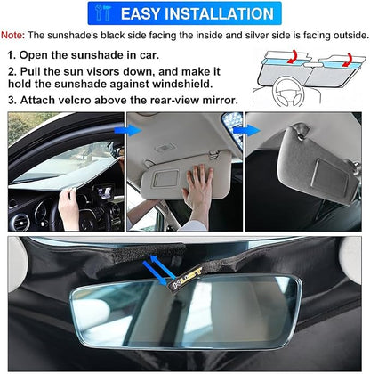 KUST Windshield Sun Shade for 2017-2022 Ford Super Duty F250 F350 F450 Pickup - Image 6