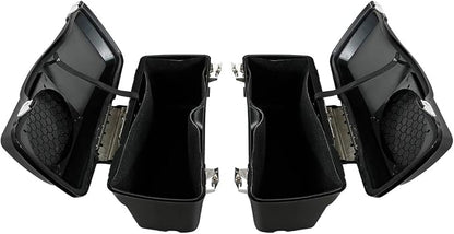 XFMT Glossy Black Hard Saddlebags W/ 6x9 Speaker Lids Black Latches - Image 7