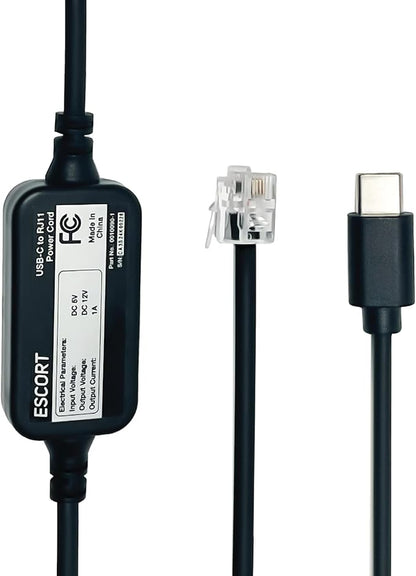 Escort USB-C to RJ11 Power Cord Radar Detectors Including MAX 360, MAX 360c by ESCORT