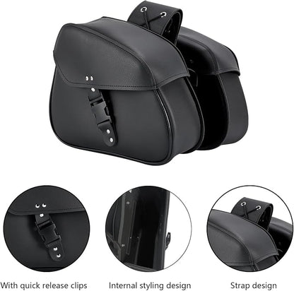 Motorcycle Saddle Bags Synthetic Leather Luggage Bag Waterproof Throw Over - Image 3