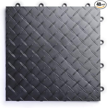 Big Floors RaceDeck Diamond Plate Design, Durable Interlocking Modular Garage by BigFloors