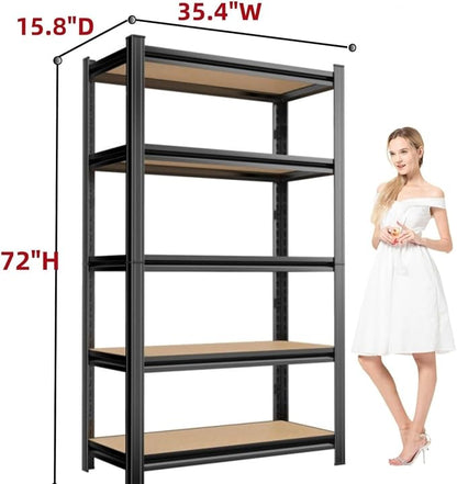 Garage Shelving Unit, 2550Lbs Heavy Duty 5-Tier Metal & Wood Adjustable Storage - Image 3