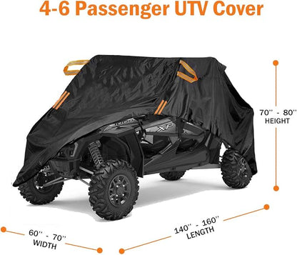 UTV Cover 4-6 Seater Waterproof Heavy Duty Black Oxford Cloth Protection Covers - Image 7