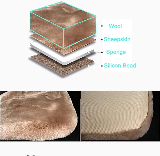 20 inchs Shearling Sheepskin Car Seat Cover, Fluffy Fuzzy Wool Car Seat Covers - Image 3