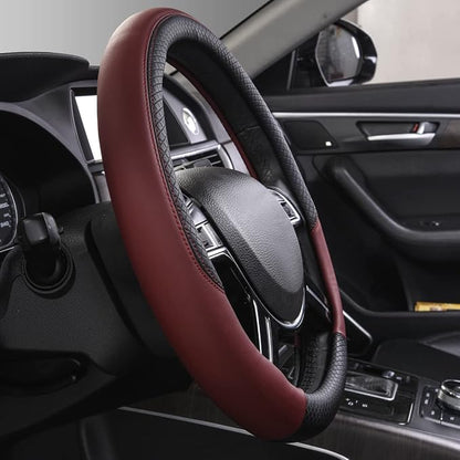 CAR PASS Rhombus Leather Universal Steering Wheel Cover, Fit - Image 5