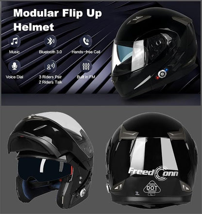 FreedConn BM2-S Bluetooth Motorcycle Helmet, Flip-Up Modular Motorbike Helmet - Image 2
