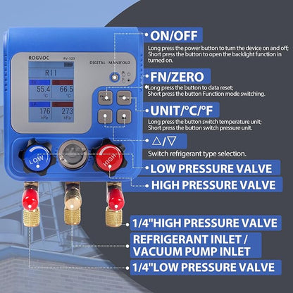 Digital Manifold Gauge Set, HVAC Pressure and Air Tightness Test Gauges - Image 2
