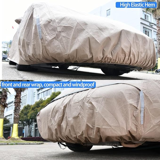 Tecoom Car Cover Waterproof All Weather, Non-Woven Breathable Outdoor Car Covers - Image 4