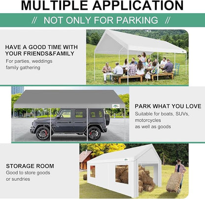 COBIZI 12x20ft Carport Heavy Duty, Portable Car Garage Outdoor Party Tent - Image 6