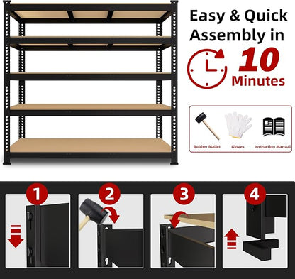 6 Packs 48" W x 24" D x 72" H Adjustable Garage Storage Shelves - Image 6