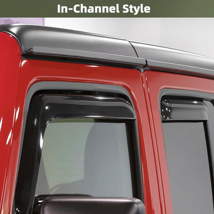 in Channel Rain Guards Fit for 2007-2018 Jeep Wrangler JK Unlimited 4-Door - Image 3