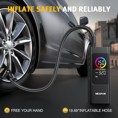 NEXPOW 150 PSI Tire Inflator Portable Air Compressor, 12000mAh Battery Auto - Image 5