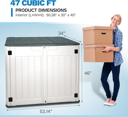 47 Cu ft Outdoor Storage Shed, Resin Outdoor Storage Box - Image 3