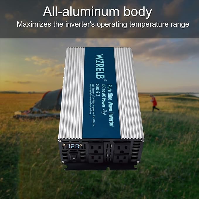 WZRELB 1800W Pure Sine Wave Inverter 12V DC to 110V 120V AC, Car Power Inverter - Image 6