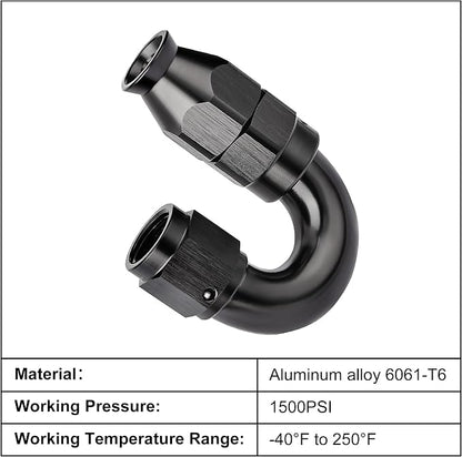 EVIL ENERGY 4AN 180 Degree PTFE One Piece Full Flow End Hose Fitting Aluminum - Image 3