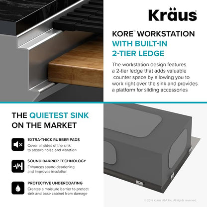 KRAUS Kore Workstation 45-inch Undermount 16 Gauge Stainless Steel Kitchen Sink - Image 5