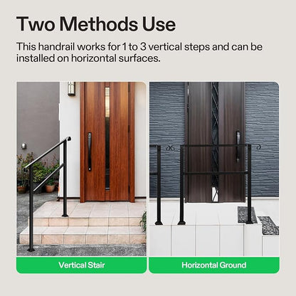 VIVOSUN Outdoor Handrail, 3 Step Stair Handrail, Wrought Mattle Iron Stair - Image 6