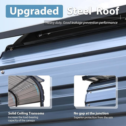 Verano Garden 12 x 20 FT Metal Carport, Heavy Duty Carport Canopy - Image 4