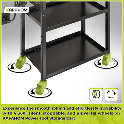 KAFAHOM Power Tool Cart with Charging Station, Rolling Cart with Drawer - Image 6