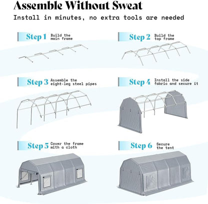 AMERLIFE 12x24 FT Heavy Duty Carport Garage Canopy, All-Weather Steel Frame - Image 6