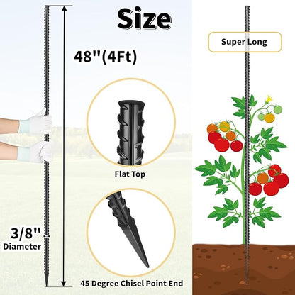 Rebar Stakes 48 inches 16-Pack Concrete Form Stakes Straight 3/8" Diameter - Image 2