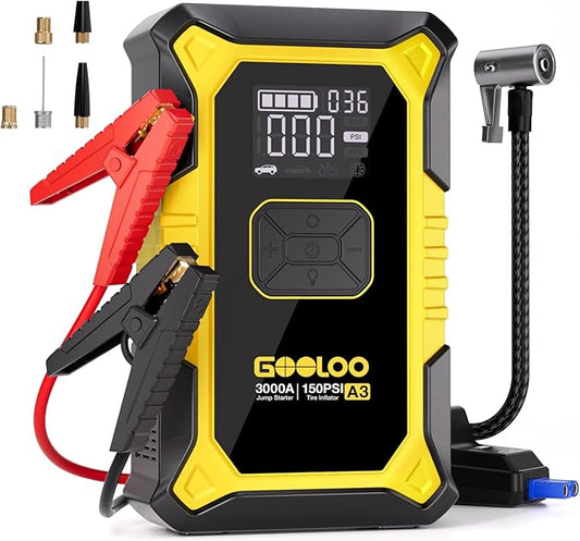 GOOLOO A3 Jump Starter with Air Compressor, 3000A Portable Car Battery Jumper by GOOLOO