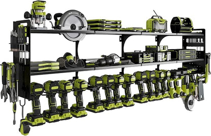 64" Power Tool Organizer Wall Mount, 16 Slots, 3-Tier Drill & Cordless Tool by Seeahead