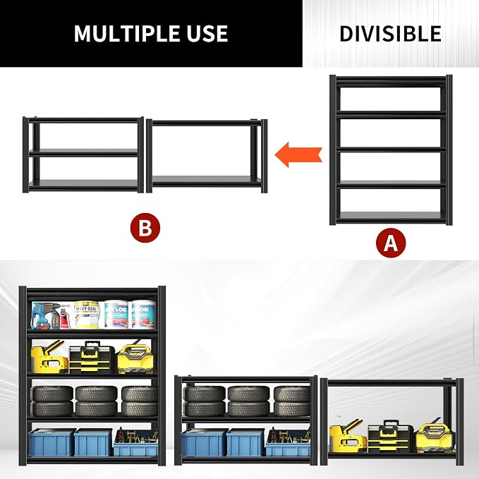 72" H Shelving Unit 5 Tiers Heavy Duty Garage Shelving 3000LBS Storage Racks - Image 5