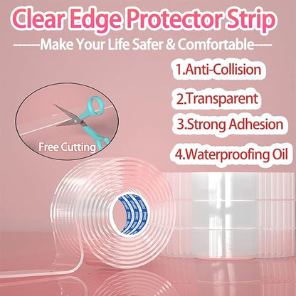 Clear Soft Corner Protectors for Furniture Strip, 1.4in x13FT, Sharp Edge & - Image 3