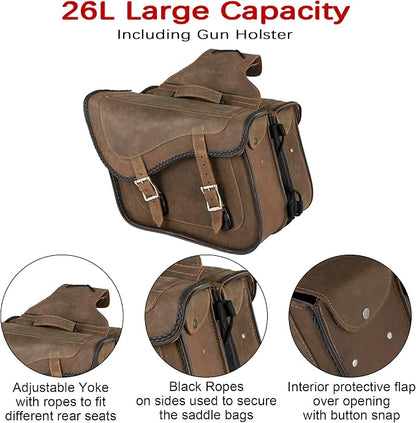 Dream Apparel Naked Cowhide Leather Motorcycle Saddle Bags Throw Over Saddlebags - Image 6