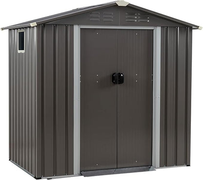 JYQAQA 6x4 FT Outdoor Garden Storage Shed, Waterproof Metal Garden Sheds by JYQAQA
