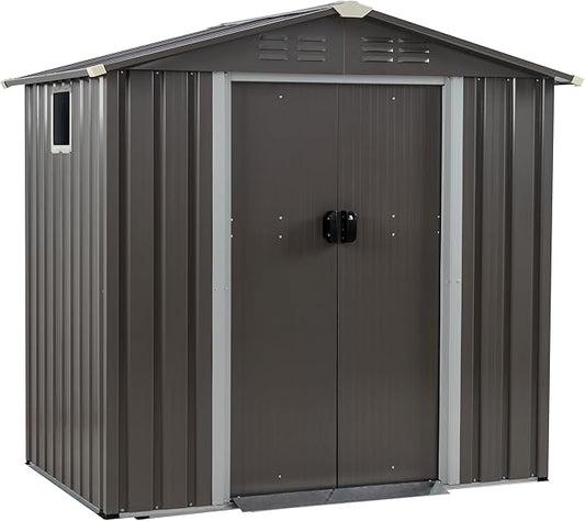 JYQAQA 6x4 FT Outdoor Garden Storage Shed, Waterproof Metal Garden Sheds by JYQAQA