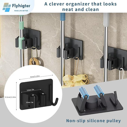 6 Pack Stainless Steel Mop and Broom Holders – Wall Mounted Grippers - Image 2