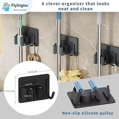8 Pack Stainless Steel Mop Clips – Heavy Duty Wall Mounted Broom Holders - Image 2