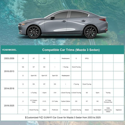 Premium Car Cover Custom Fit Mazda 3 Sedan, 16 Layers Heavy Duty Car Cover - Image 5