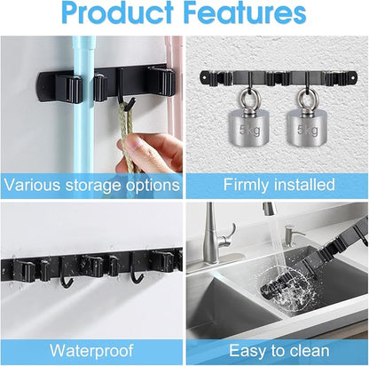 Huryfox Heavy-Duty Stainless Steel Broom Holder, Wall Mount, 1-4 cm Diameter - Image 4