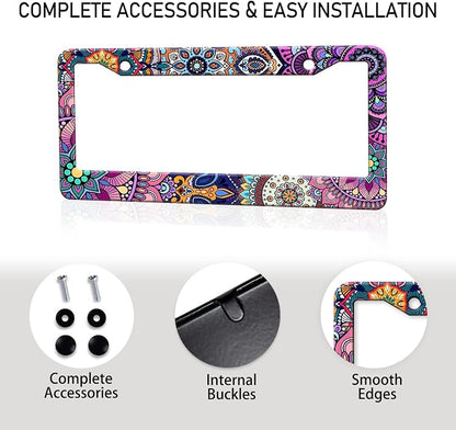 Mandala License Plate Frame, Boho Floral License Plate Holder, Flower Car Tag - Image 7
