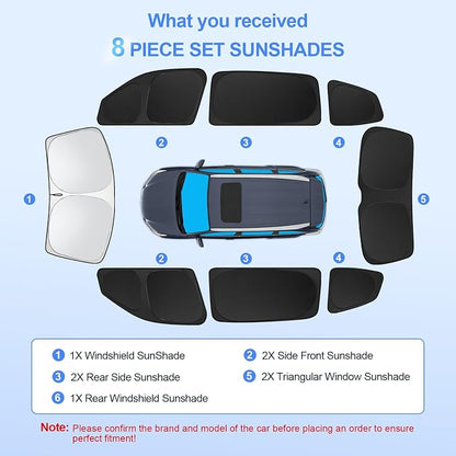 8pcs Car Window Shades for Volkswagen VW Atlas 2018-2025 Accessories, - Image 7