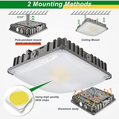 70W/45W/30W Power Selectable LED Canopy Garage Light - Image 3